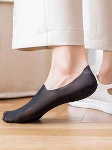 1/3/5 Pasang Kaos Kaki Ultra Tipis Tak Terlihat untuk Musim Panas, Kaos Kaki Dalam Wanita Warna Solid Tanpa Jahitan Jala Anti Selip Silikon, Hadiah Halloween - MultiWarna - View 6