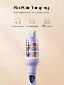 HYUNDAI 1pc Ceramic Glazed Fully Automatic Curling Iron 32MM Large Wave Slouchy Curling Tool Fast Heating Anti-Scald LCD Temperature Control Home Travel Hair Curler UK/EU Plug Optional Light Purple Gift Essential - Multicolor - View 5