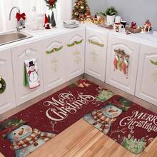 1/2/3pcs Christmas Theme Kitchen Rug, Flannel Kitchen Rug Comfortable Soft Absorbent Non-Slip Machine Washable With Non-Slip Backing Multi-Functional Home Floor Mat Suitable For Doorway Living Room Bedroom Kitchen Dining Room Bathroom Laundry Room Patio Entryway Holiday Christmas Decor Mat - Multicolor - View 7