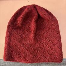 Minimalist Vintage Hollow Cable Knit Beanie, Oversized Fit, Face-Slimming, Ear-Covering Warm Hat For Shopping, Commuting, Travel, Matching With Coats And Sweaters - Multicolor - View 12