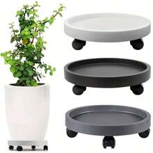 Heavy Duty Plastic Planter Tray With 4 Smooth Rolling Wheels And Thickened Base, Round High Quality Design, Suitable For Large Planters, Garden Pots, Indoor/Outdoor Use, Garden Decor, Garden Furniture - Multiple Styles - View 8