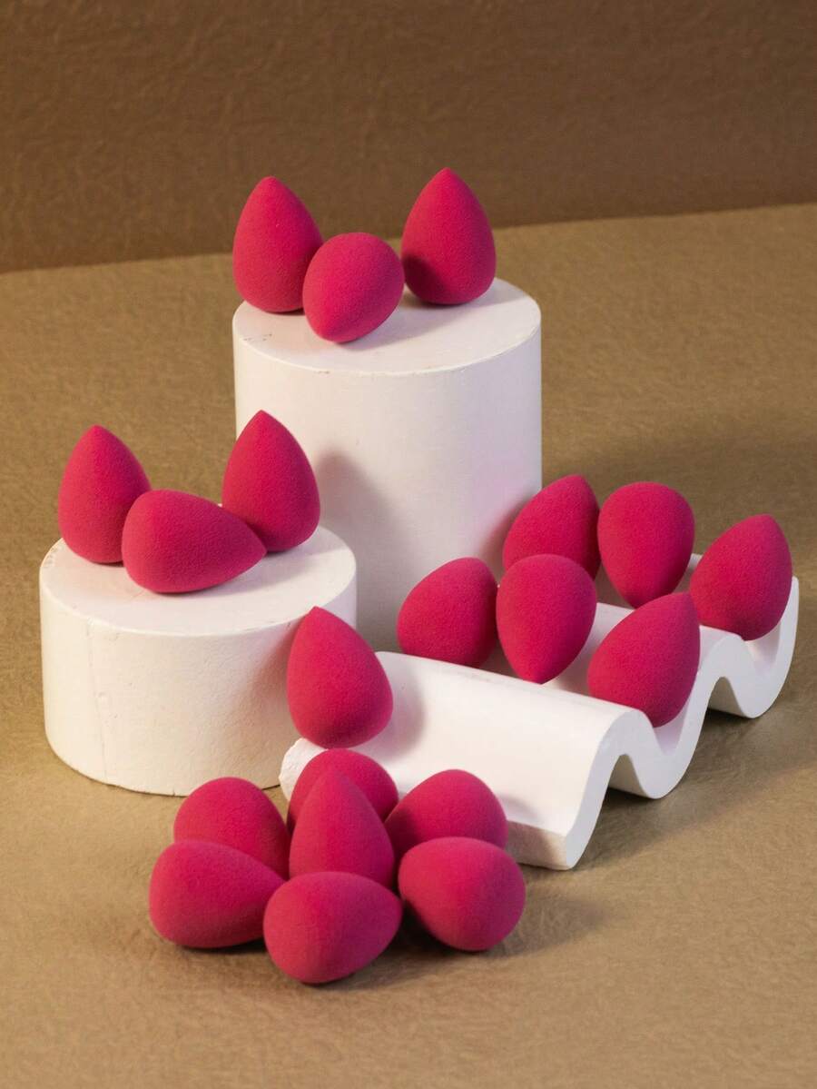 20pcs/30pcs Dual-Use Wet & Dry Makeup Sponges, Multi-Color Latex-Free Reusable Washable , Soft Flawless Makeup Applicators For Powder, Liquid, Makeup Design, Travel Essential - Hot Pink - View 1