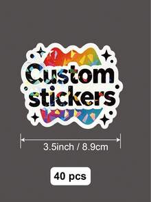 20-80pcs Size 5.1cm-8.9cm Custom Cracked Window Holographic Waterproof Die Cut Stickers For Business Logo, Custom Die-Cut Logo Labels, Custom Stickers Personalized Waterproof Individually Kiss Cut Out Labels - Multicolor - View 15