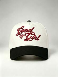 1 chiếc mũ hai tông màu thêu slogan Good Girl hình trái tim, thiết kế điều chỉnh được, phù hợp cho du lịch, tiệc tùng, chạy bộ và chống nắng - nhiều màu - Xem 4