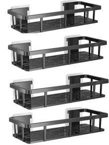 No-Drill Adhesive Bathroom Shelf, Can Hold Toiletries, Minimalist Shower Corner Rack, Suitable For Renters, Durable And Waterproof, Bathroom Shampoo Storage, Bathroom Decor Accessory Rack - Multicolor - View 16