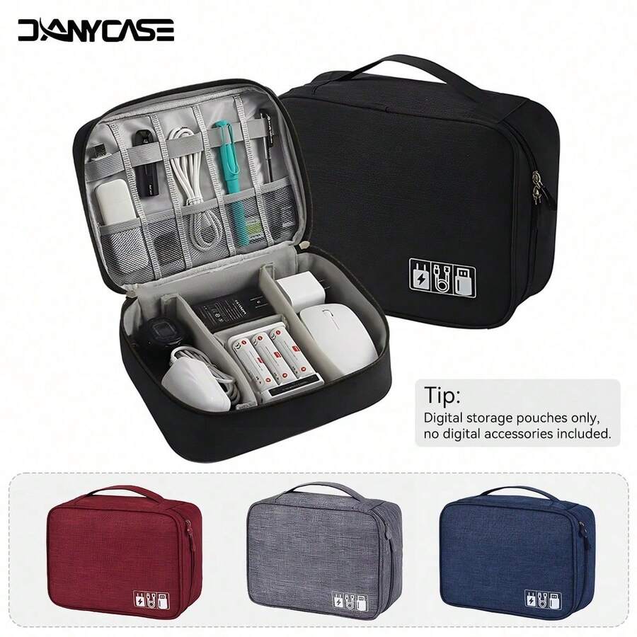 DANYCASE Large Capacity Waterproof Digital Electronics Storage Bag, Portable USB Cable Organizer, Business Casual Travel Cable Management Pouch - Multicolor - View 1