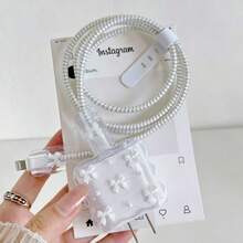 Pearl White Bow, Suitable For 18W/20W Charger Protective Case, Data Cable Protective Case - 20W Wavy White Small Butterfly - View 3