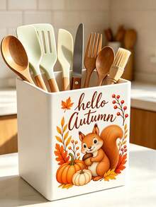 1件裝「HELLO AUTUMN」多功能收納整理盒－餐具架、桌面收納盒（適用於存放餐具、吸管、茶包、筆、遙控器），小巧省空間，適合廚房、辦公室、客廳（下單前請注意尺寸） - 彩色 - 查看 8