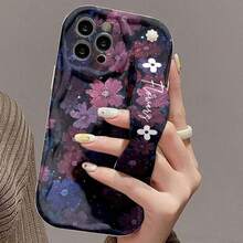 1pc Fashion Floral Print Thick Anti-Drop Phone Case With Wrist Strap And Kickstand, Compatible With Apple Series - Multicolor - View 1