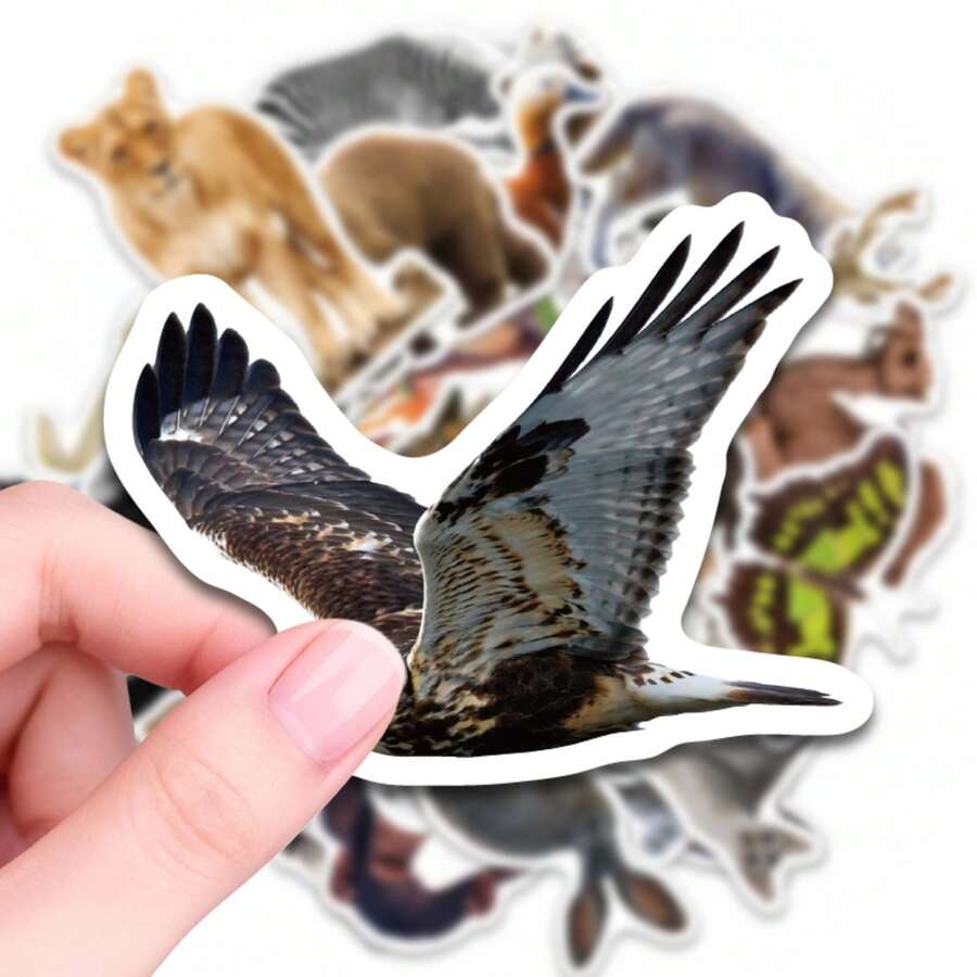 50pcs Realistic Animal Mixed Stickers, Suitable For Laptop, Water Bottle, Luggage, Helmet, Notebook And Other DIY Creative Toys - Multicolor - View 1