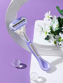 Women's Razor, 3-Blade Manual Razor, Rubber Handle, Bikini Hair Removal Shaving Tool, Leg Hair Removal Shaving, Purple, Salon Beauty Travel Essential Hair Care Products And Accessories - Mauve Purple - View 11