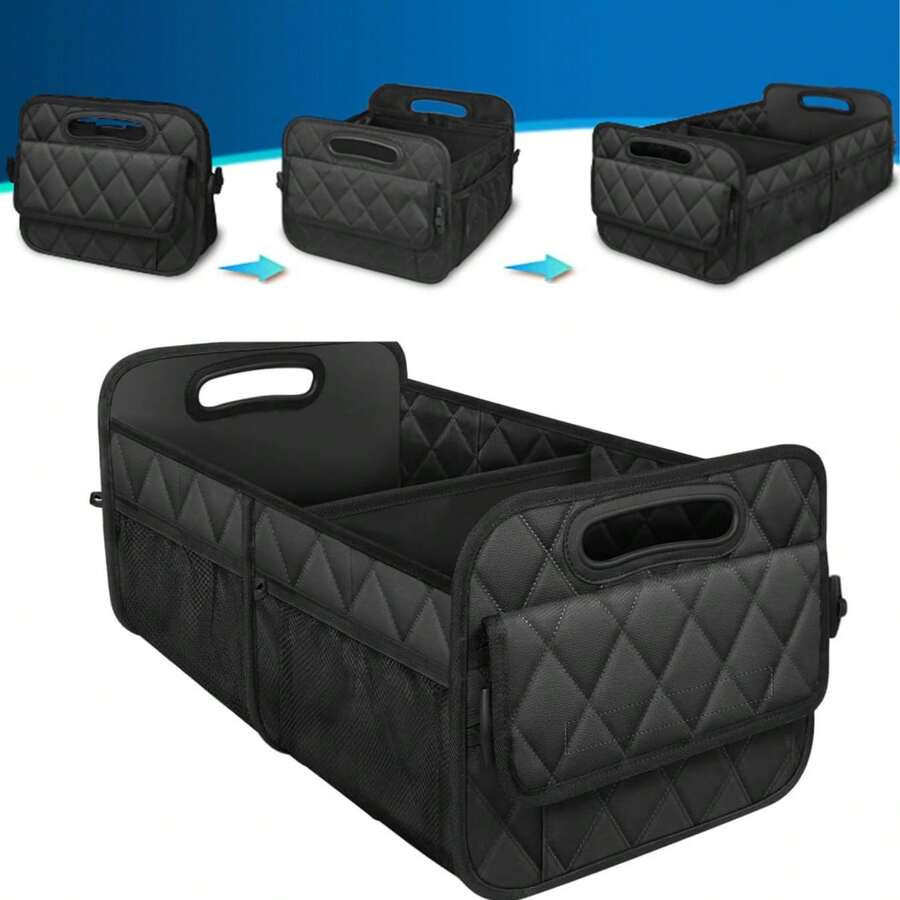1pc Car Trunk Organizer Box, Car Storage Container, 6-Compartment Storage Bag, Car Accessories, Car Storage, Luggage Compartment, Trunk - View 1