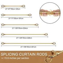 White Curtain Rod For 28 To 158 Inch Windows, With Spiral Cage Decorative Finials, Adjustable Heavy Duty Curtain Rod Set, Suitable For Bathroom, Bedroom, Kitchen, 5/8 Inch Diameter Decorative - Retro Hollow-out - Gold - View 3
