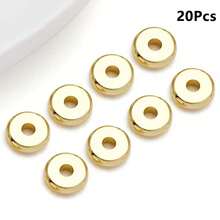 20pcs Real Copper Plated Brass Flat Spacer Beads, Large Hole Loose Beads, Jewelry Making Accessories For Bracelets And Necklaces - Spacer Beads - View 7