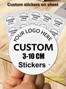 3-10cm Customized Personalized Waterproof Round Stickers For Business Logo, Suitable For Various Occasions, Photos, Images, Labels, Custom Logo Stickers, Circle Label Stickers, Custom Sticker Logos, Thank You Sticker - White - View 4