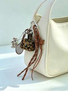 Yogodlns Leopard Print Mini Purse Keychain Bag Pendant Accessories For Backpack Maillard Horse Charm Decor Accessories Multipurpose Braided Rope Keychain - Multicolor - View 2