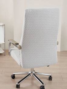 1pc Jacquard Office Chair Cover Elastic Computer Desk Office Chair Covers Universal Desk Rotating Chair Slipcovers Suitable For Study Gaming Chair Removable Washable Soft Fit Anti-Dust Protector Cover With Zipper - Light Grey - View 9