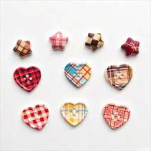 5/10/15pcs Cute Plaid Heart-Shaped Colorful Fridge Magnets, Creative Decorative Magnetic Fridge Stickers, Suitable For Storage Cabinets, Kitchen, Whiteboard, Office, Home Decor And Gifts - Multicolor - View 10