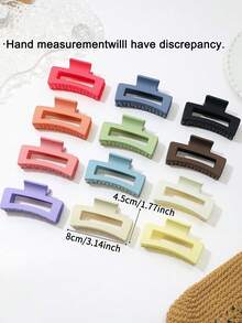 12pcs Multi-Color Y2K Square Hair Claws, Gift For Cute Girls, Hair Accessories, Kids - Multicolor - View 4