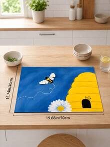 1pc, Bee. Honeycomb Pattern Printed Diatomite Kitchen Drain Mat, Absorbent Dish Drying Mat, Coffee Machine Mat, Dishwashing Mat, Sink Mat, Kitchen Countertop Protection Mat, Suitable For Cups, Plates, Tableware And Kitchen Decor - Multicolor - View 13