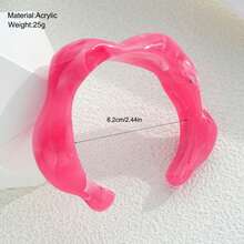 4pcs/1pc Vintage Elegant Bohemian Style Women's Rose Red Acrylic Beaded Elastic Bracelet Bangle Suitable For Women's Daily, Party And Vacation Wear, Stackable, Giftable - Hot Pink - View 6