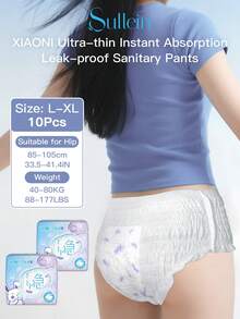 XIAONI Ultra Thin Period Pants For Women, Panty-Style Sanitary Pads, Instant Refreshing Surface Dry And Comfortable, Maximum Absorbency Leak-Proof Sanitary Pants Size L-XL - Set - View 12
