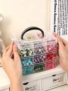 Storage Box With Lid And Handle; Storage For Holiday Decorations, Jewelry, Sewing Supplies, Jewelry-Making Components, And Hardware Accessories; Office Supply Organizer; Gift For Craft Enthusiasts; Valentine's Day, Christmas, Or Halloween Gift. - Multicolor - View 9