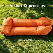 2pcs/Set Black & Orange Contrast Color Camping Inflatable Sofa, Single Person With Headrest, Suitable For Camping, Hiking, Backyard, Patio Leisure, Slouchy Air Lounger, Portable Foldable Storage, Sit & Lie Dual Use, Outdoor Bedding, Outdoor Inflatable Mattress - Multicolor - View 6