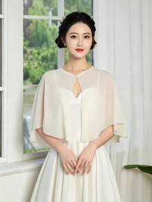 1pc Women's Short Chiffon Cape, Thin Shawl Versatile Cloak, Small Shawl Summer Outerwear, Cardigan Evening Dress Matching - Multicolor - View 3