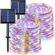 Cordão de Luz Solar Fio de Cobre 22m LED, Luz Colorida/Branco Quente/Branco Frio, À Prova D'água, Decoração Natal, Ano Novo, Jardim e Festa - Cordão de luzes de fio de cobre movido a energia solar com 22 metros de comprimento - Visão 13