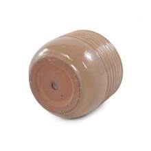 Single Handmade Ceramic Plant Pot (Ø 20 Cm), Glossy Light Brown With Horizontal Wave-Ribbed Structure, Breathable, Frost-Resistant, With Drainage Holes For Small Indoor And Windowsill Plants - Light Brown - View 11