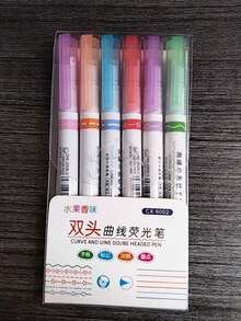 Bolígrafos resaltadores con patrón floral de onda de 6 colores, bolígrafos de planificador con lindo contorno para manualidades y scrapbooking - Multicolor - Ver 10