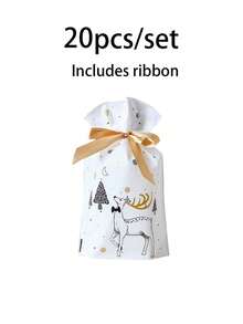 Christmas Gift Bags With Gold Ribbon, Reindeer And Tree Pattern Candy Bags, Suitable For Holiday Party Gifts, Small Gift Packaging, Christmas Stocking Fillers, Christmas Party Gift Decoration Supplies - Multicolor - View 11