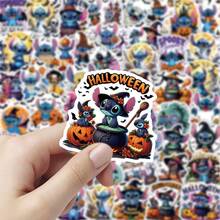 Disney 52pcs Stitch Halloween Cartoon Stickers Waterproof Decorative Stickers For Laptop Phone Water Cup Skateboard Stickers Kids Gift - Multicolor - View 1