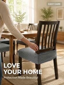 1pc/5pcs Non-Slip Dining Chair Cover, Soft Plaid Pattern, Elastic Chair Cover, Suitable For Office And Home Chairs, Beautiful High Elastic Soft, Can Replace Old Surface, Protects Chair, Aesthetic Home - Multicolor - View 4