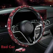 3pcs Steering Wheel Cover Accessories, Women's Car Accessories, Ladies' Car Decor, Durable ABS Material, Sweat-Proof And Non-Slip, Crystal Rhinestone Embellished Leopard Print Design, Essential Car Supplies And Tools, Car Interior Decoration - Leopard Print + Crystal Diamonds - View 8
