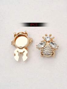 1/2/4pcs 26mm Small Bee Rhinestone Metal Button Covers, Suitable For Women's Clothing; Crystal Button Covers; Detachable Clip-On Button Covers; Sparkling Crystal Buttons For Clothing; Button Clasps With Pliers Pressing Device, 3D Decorative Buttons For Clothing, Suitable For Evening Gowns, Evening Wear, Tuxedos And Shirt Accessories - Multicolor - View 11