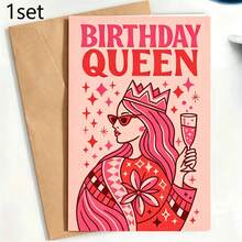 1/3 Set Birthday Queen Greeting Cards, Specially Designed For Her, Perfect For Friends And Family To Celebrate Her Special Day, Birthday Party And Gift Choice, Includes Envelope + Greeting Card, Her Celebration Card - A - View 10