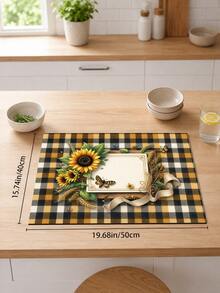 1pc Sunflower Plaid Pattern Diatomaceous Earth Kitchen Drain Mat, Absorbent Dish Drying Mat, Coffee Machine Mat, Dishwashing Mat, Sink Mat, Kitchen Countertop Protector, Suitable For Cups, Plates, Tableware And Kitchen Decor - Multicolor - View 15