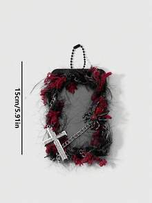 1pc Halloween Dark Style Spider Cross Keychain Bag Charm - Multicolor - View 3