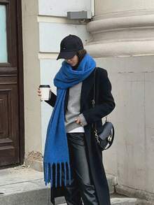 1pc Women's Autumn/Winter New Plush Tassel Scarf, Warm And Comfortable Large Shawl, Windproof And Cold-Resistant, Suitable For Outdoor Travel. Simple And Versatile, Suitable For Daily Wear, Applicable For Christmas And Other Holiday Occasions. - Multicolor - View 6