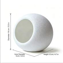 1pc White Round Flower Pot, Thickened Material, Durable And Shatter-Resistant, Suitable For Desktop Display, Modern Minimalist Living Room Desktop Flower Arrangement Decor, High-End Round Ball Vase, Dual Use For Dried And Fresh Flowers - 1pc White Round Flower Pot - View 5