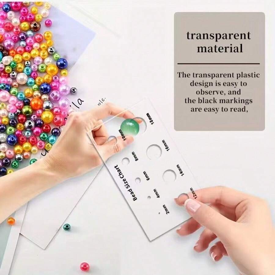 1pc Bead Measuring Ruler, Acrylic Bead Size Measurement Tool, Transparent Round Template, Multi-Functional Geometric Template Ruler, Suitable For Measuring Beads, Stones, Gemstones, Diamonds, DIY Bead Jewelry, Jewelry Supplies - Measurement - View 1