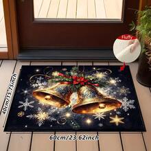 1pc Soft Faux Cashmere Material Floor Mat, Faux Cashmere Christmas Decorative Rug, Golden Bell Warm Winter Atmosphere, Entryway, Kitchen Bathroom Non-Slip, Bedroom Doorway, Holiday Atmosphere Decoration, Multi-Scenario Use Non-Slip Floor Mat, Room Decor, Holiday Gift - Multicolor - View 13