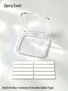3/2/1pc Wearable Nail Storage Box, Includes 10pcs Double-Sided Adhesive, Artificial Nail Display Storage Box, Nail Organizer Box, Transparent Nail Packaging Box, Suitable For Nails, Adhesive Stickers Can Be Purchased Separately - Clear - View 9