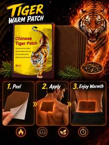 48 buah Plester Penghangat Tubuh Motif Harimau, Meredakan Kelelahan, Plester Kompres Panas Alami, Membantu Menghangatkan Tubuh, Cocok untuk Bahu, Leher, Tangan, Punggung, Kaki, Lutut - Coklat - View 3
