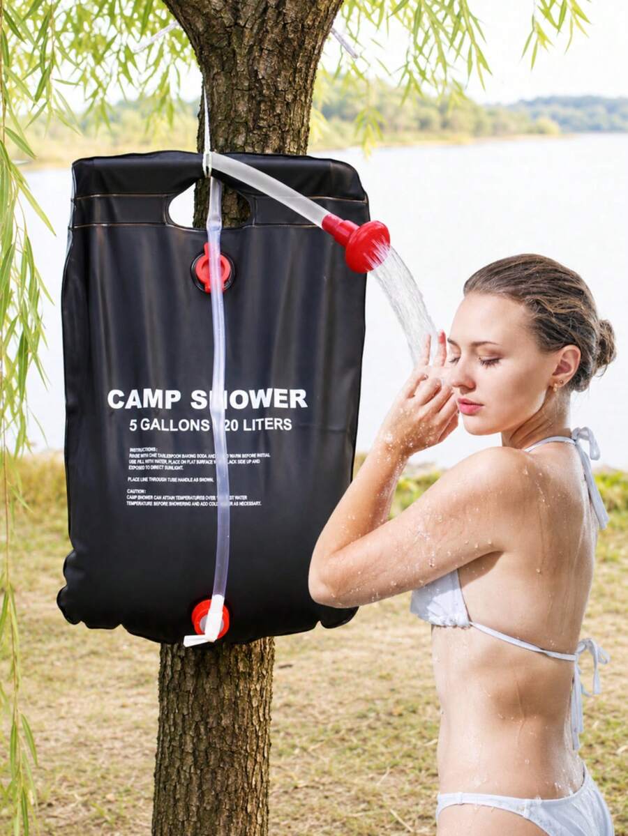 20L Extra Large Capacity Portable PVC Outdoor Shower Bag With Red Water Pipe, Openable/Foldable, Suitable For Hiking, Travel, Camping And Outdoor Activities - Multiple Styles and Colors - View 1