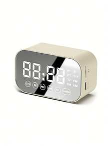 AKKHOO Multifunctional Mini Bluetooth Speaker Alarm Clock, Mirror Display Dual Alarm, FM Radio Portable Student Bedside Clock - one-size - View 15
