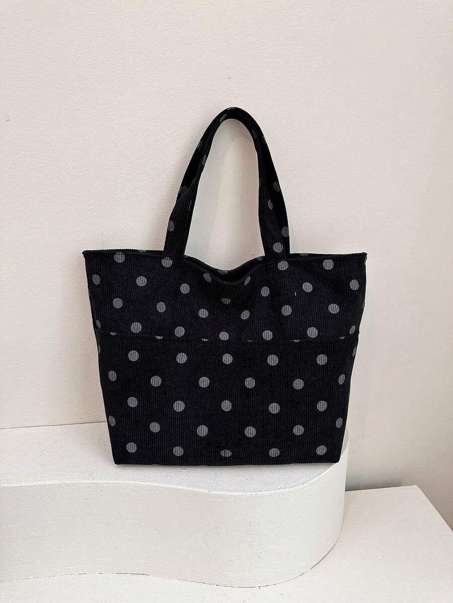 女款高級大容量手提包，時尚百搭休閒極簡通勤單肩托特包 - 黑色 - 查看 1