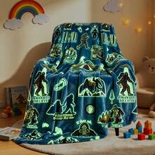 1pc Glow In The Dark Bigfoot Blanket Soft Flannel Fleece Throw Sasquatch Camping Pattern Cozy Plush Blanket Suitable For Bed Sofa Bench And Outdoors Can Also Be Used As A Birthday Gift - Multicolor - View 6